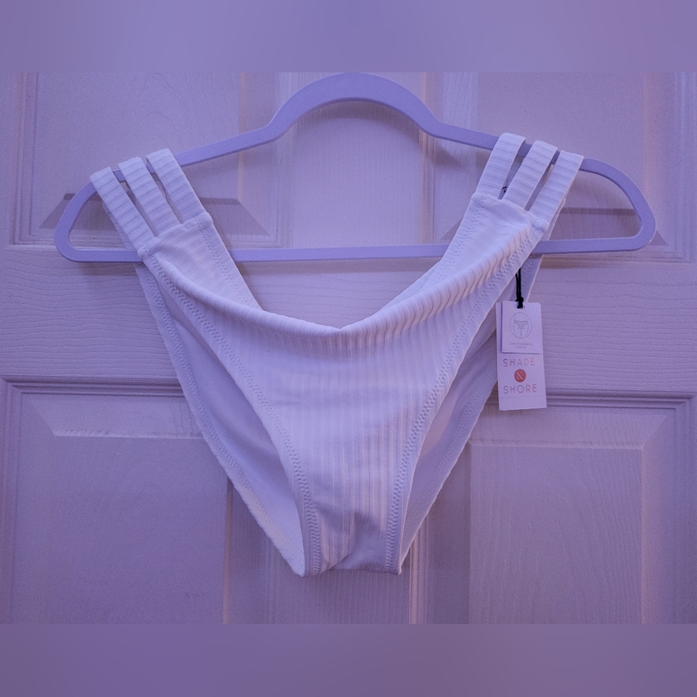 Shade & Shore White Ribbed Bikini Bottom